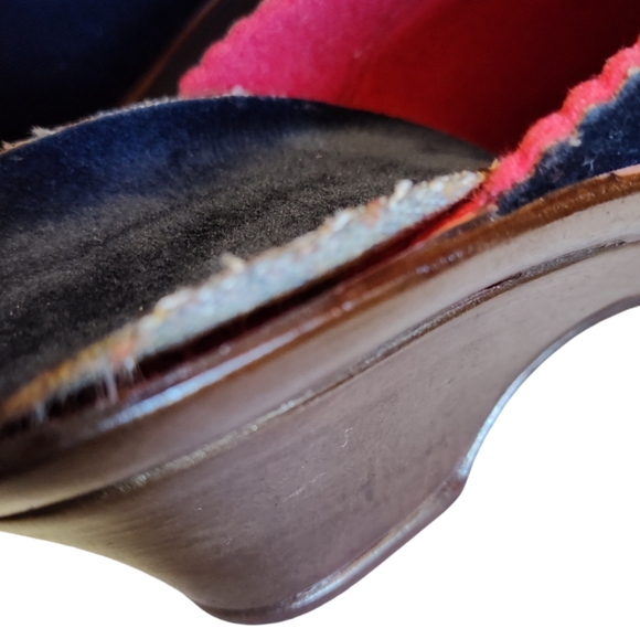 VTG Made in Germany Rohde Blue Suede Mules/Wedges Size Eur 39/US 8 - Picture 14 of 15